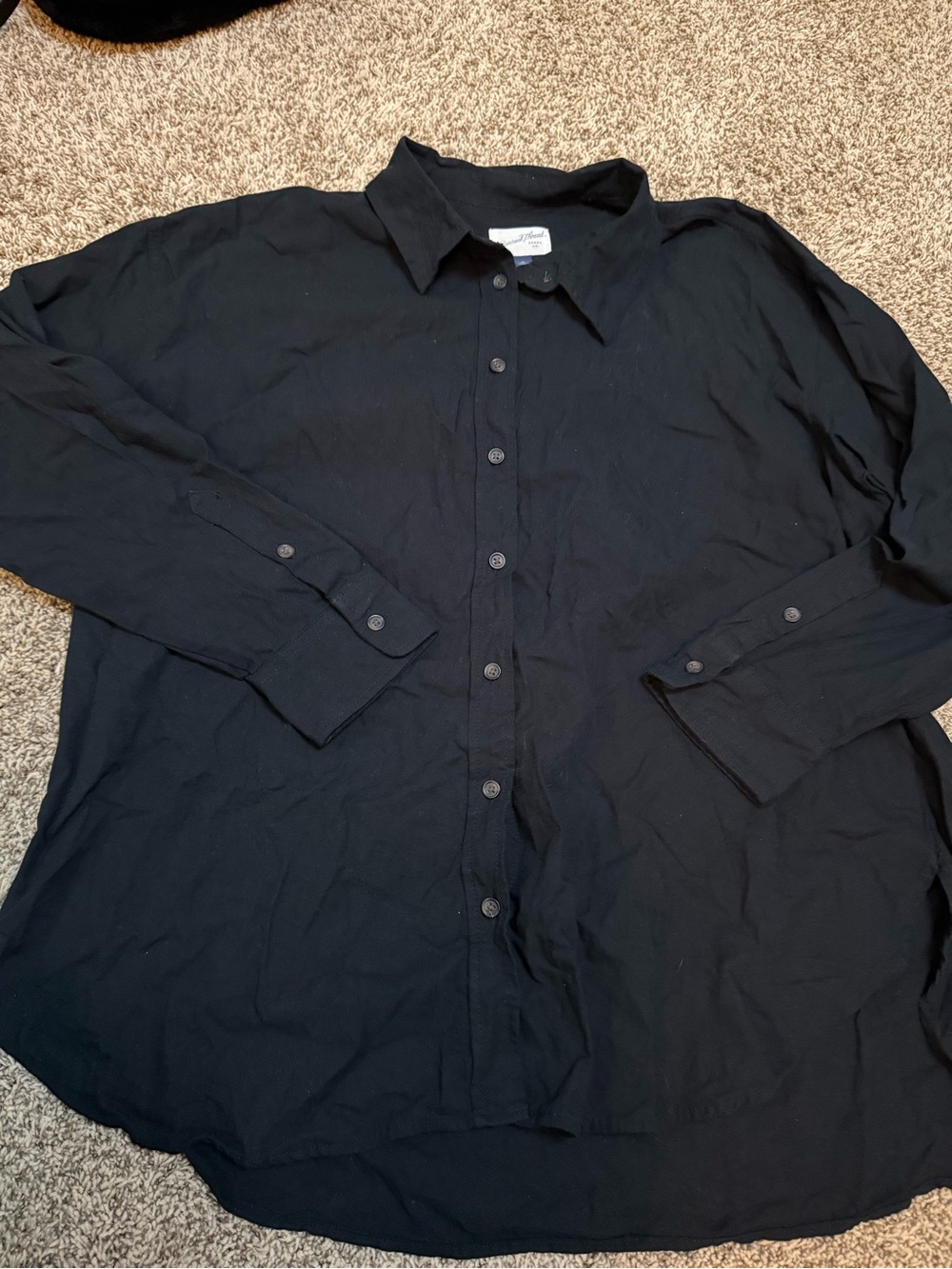 Women's Black Button-Up Shirt - Classic Collared Long Sleeve